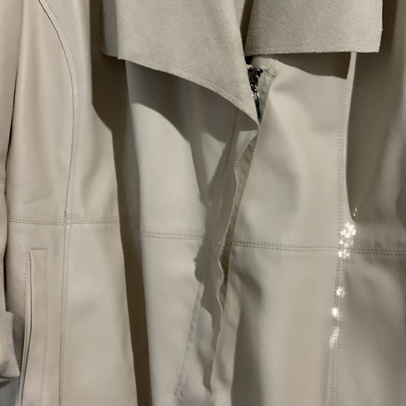 Pleather, suede and cloth jacket - zipper front - suede on inside and collar - Picture 2 of 5